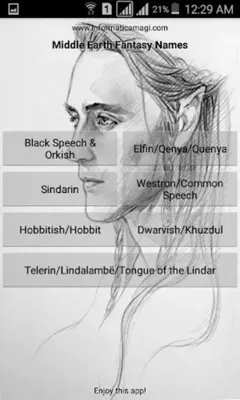 Middle Earth Fantasy Names android App screenshot 1